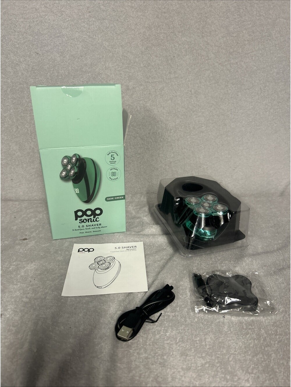 Pop Sonic 5.0 Shaver (5-Head Face, Head+Body Shaver) LED Display - Green